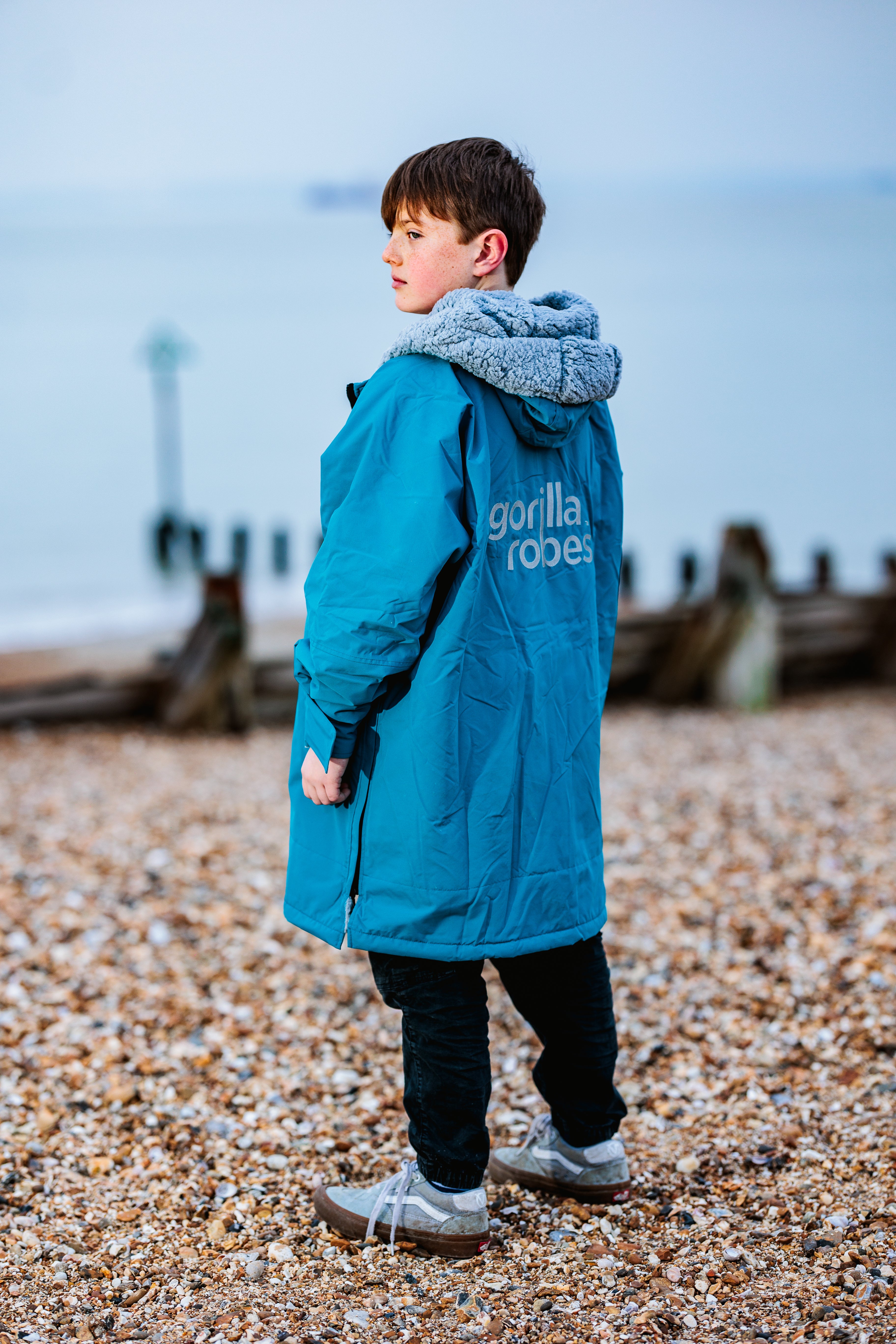 Full Zip ECO Waterproof Dry Changing Robe - Kids - Teal  (age 6 - 8)