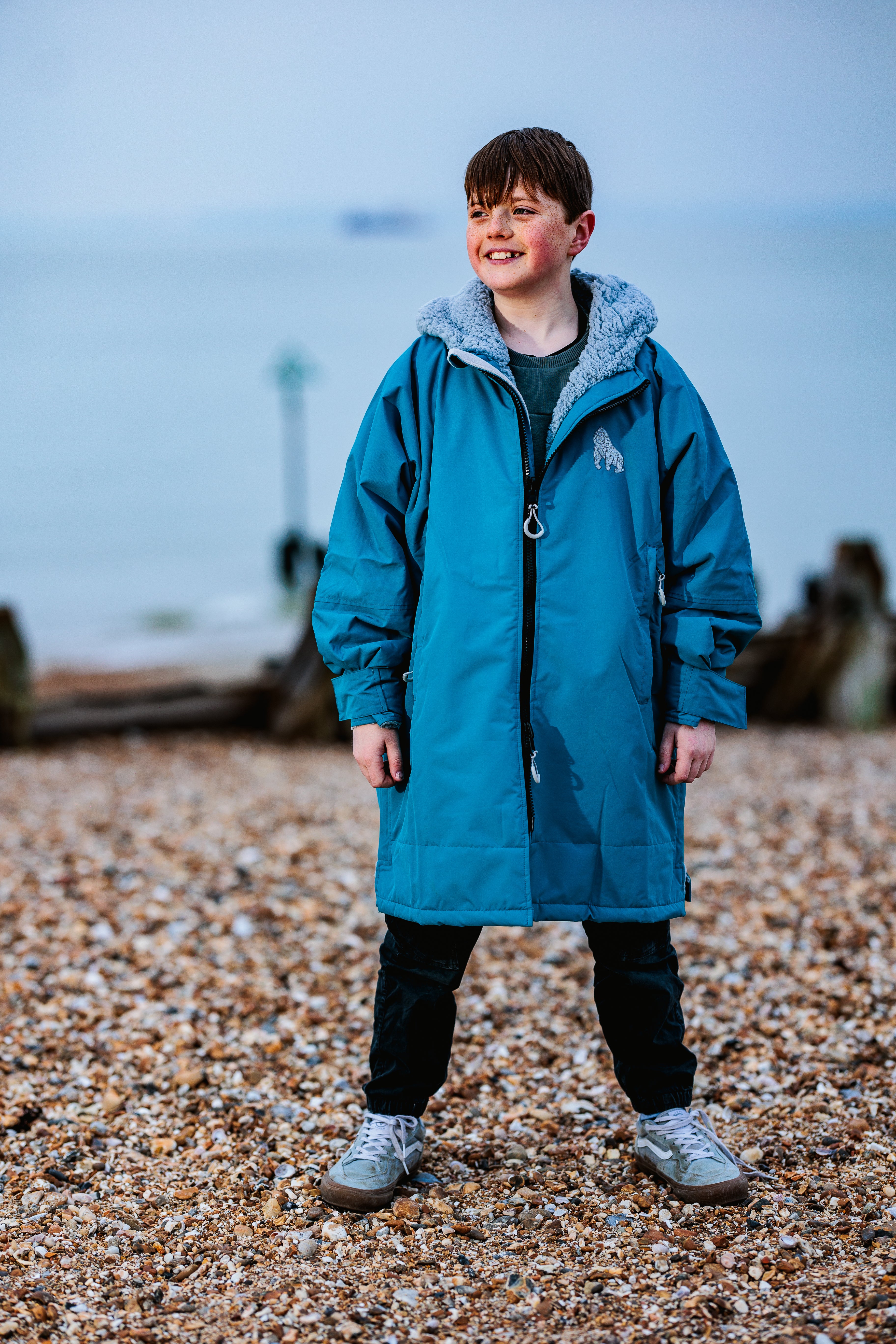 Full Zip ECO Waterproof Dry Changing Robe - Kids - Teal  (age 6 - 8)