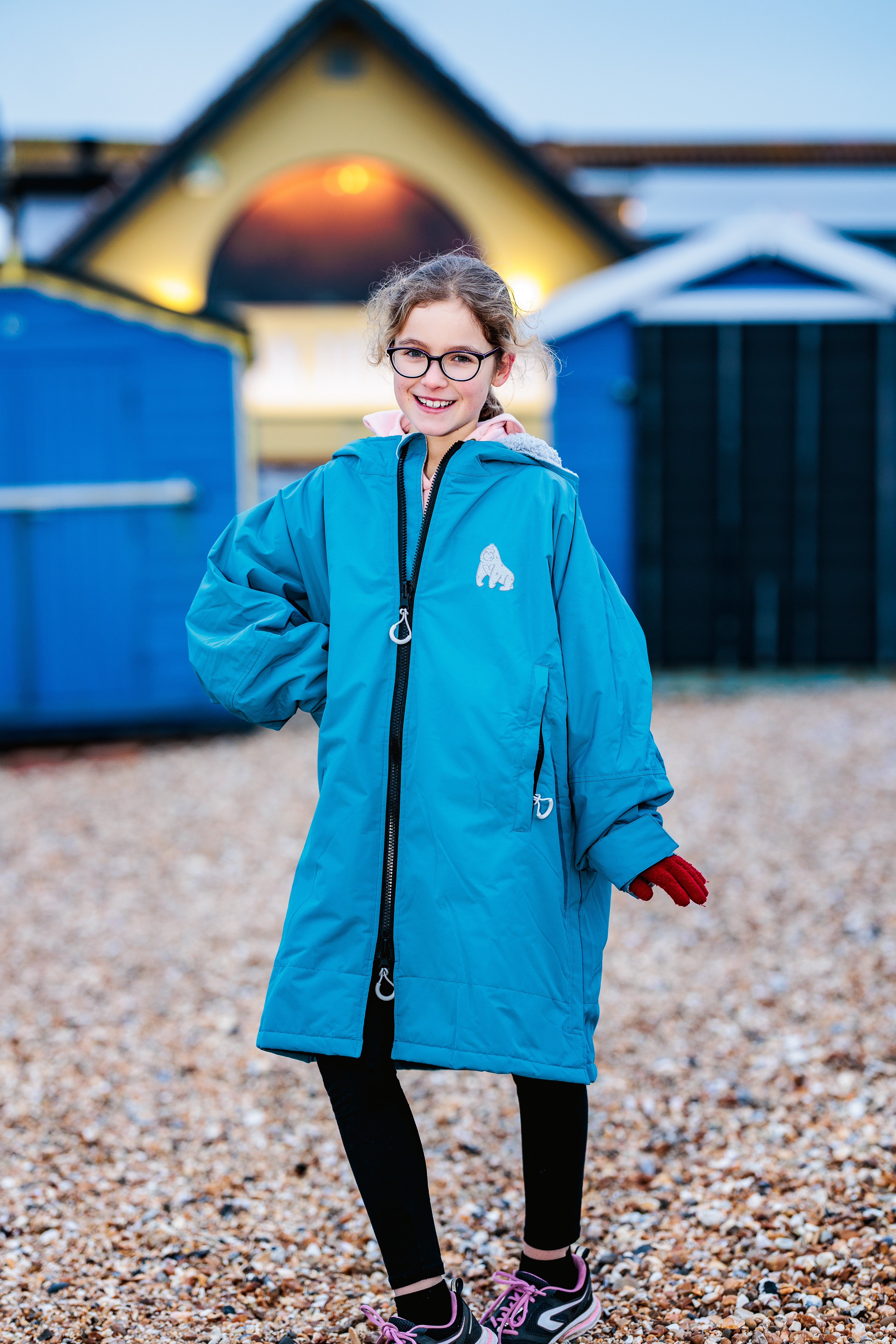Full Zip ECO Waterproof Dry Changing Robe - Kids - Teal  (age 6 - 8)