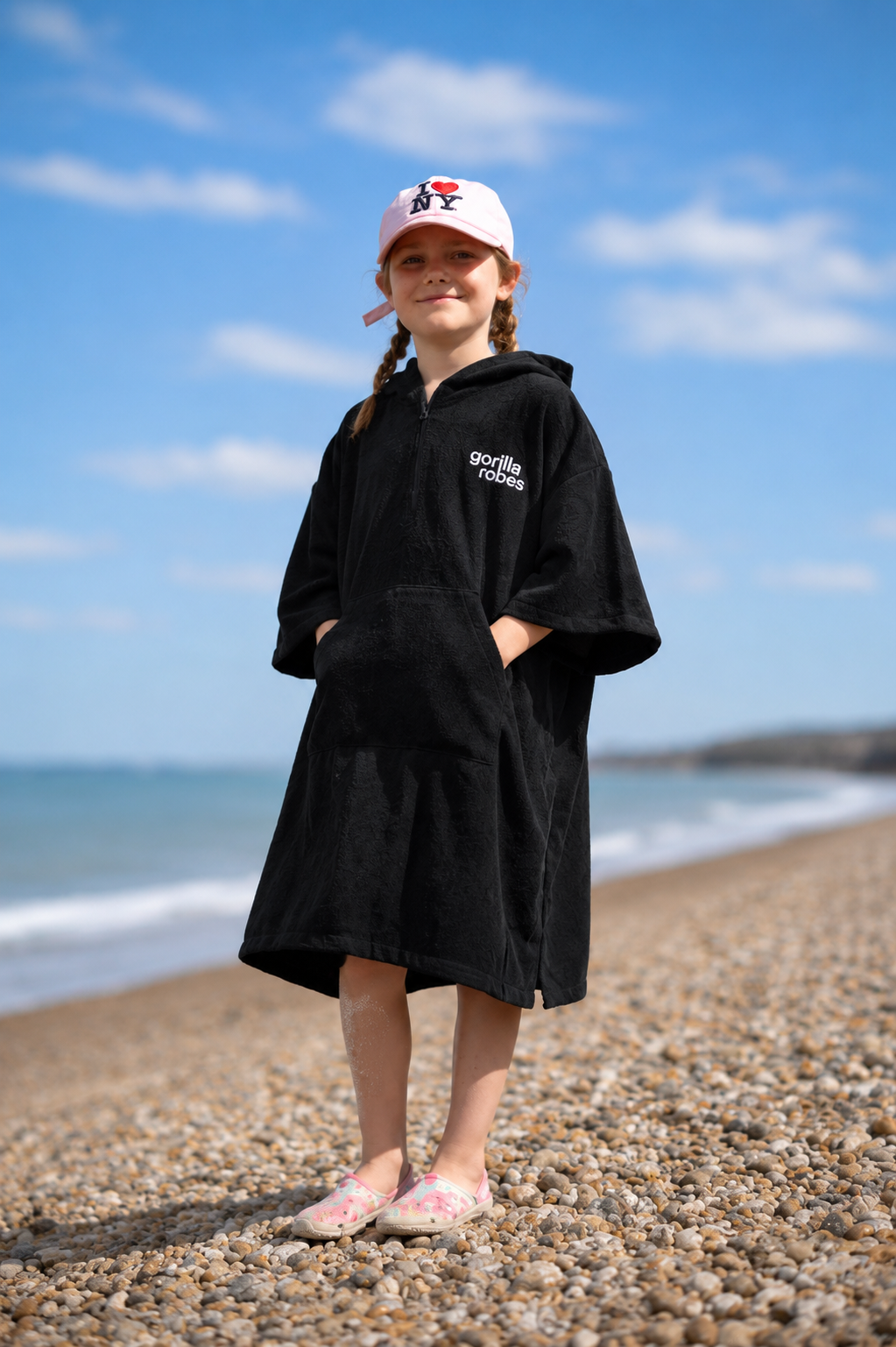 Kid's - Recycled Towel Changing Robe - Black