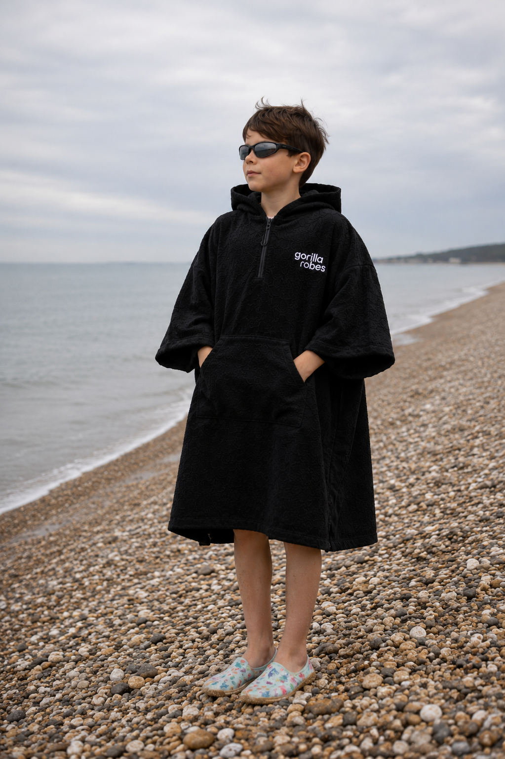 Kid's - Recycled Towel Changing Robe - Black