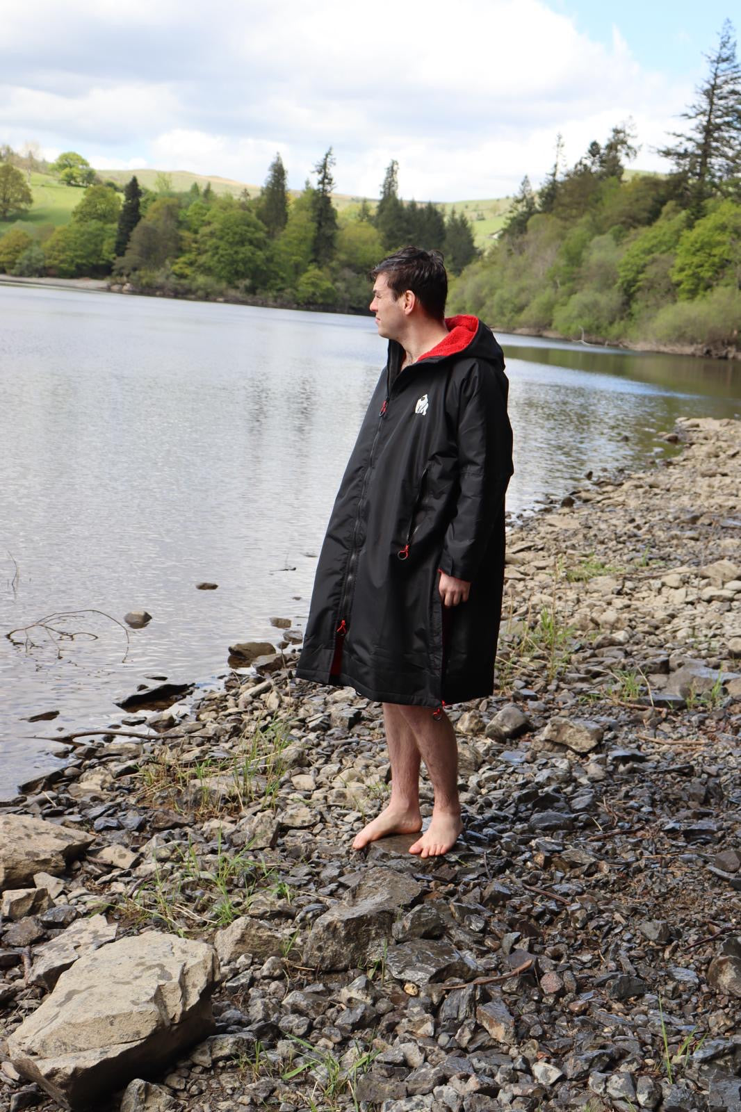 Full Zip ECO Recycled Waterproof Dry Changing Robe - Black - Adult  (S, M, L & XL)