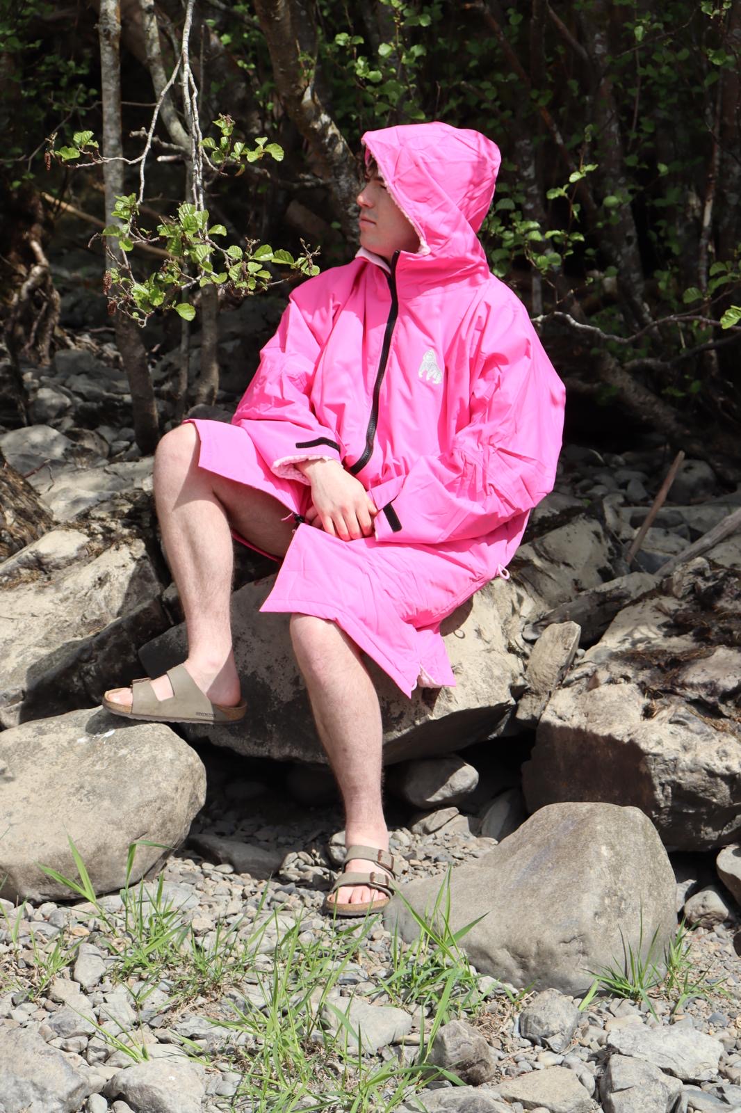 Full Zip ECO Recycled Waterproof Dry Changing Robe - Pink - Adult  (S, M, L & XL)