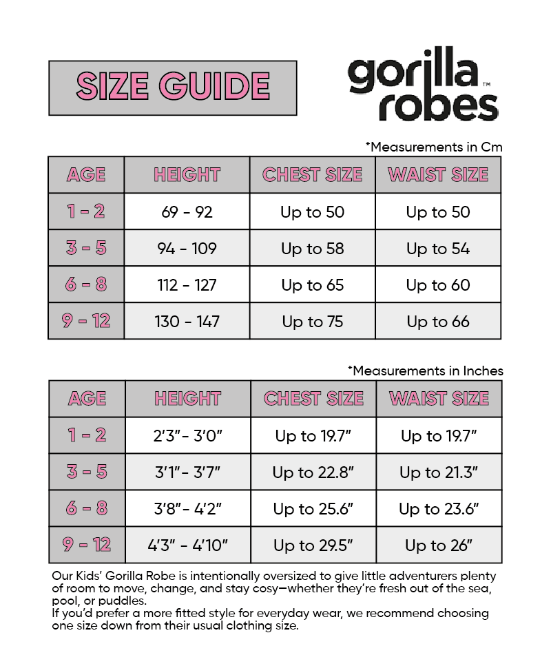 Full Zip ECO Waterproof Dry Changing Robe - Kids - Pink  (age 1 to 12)