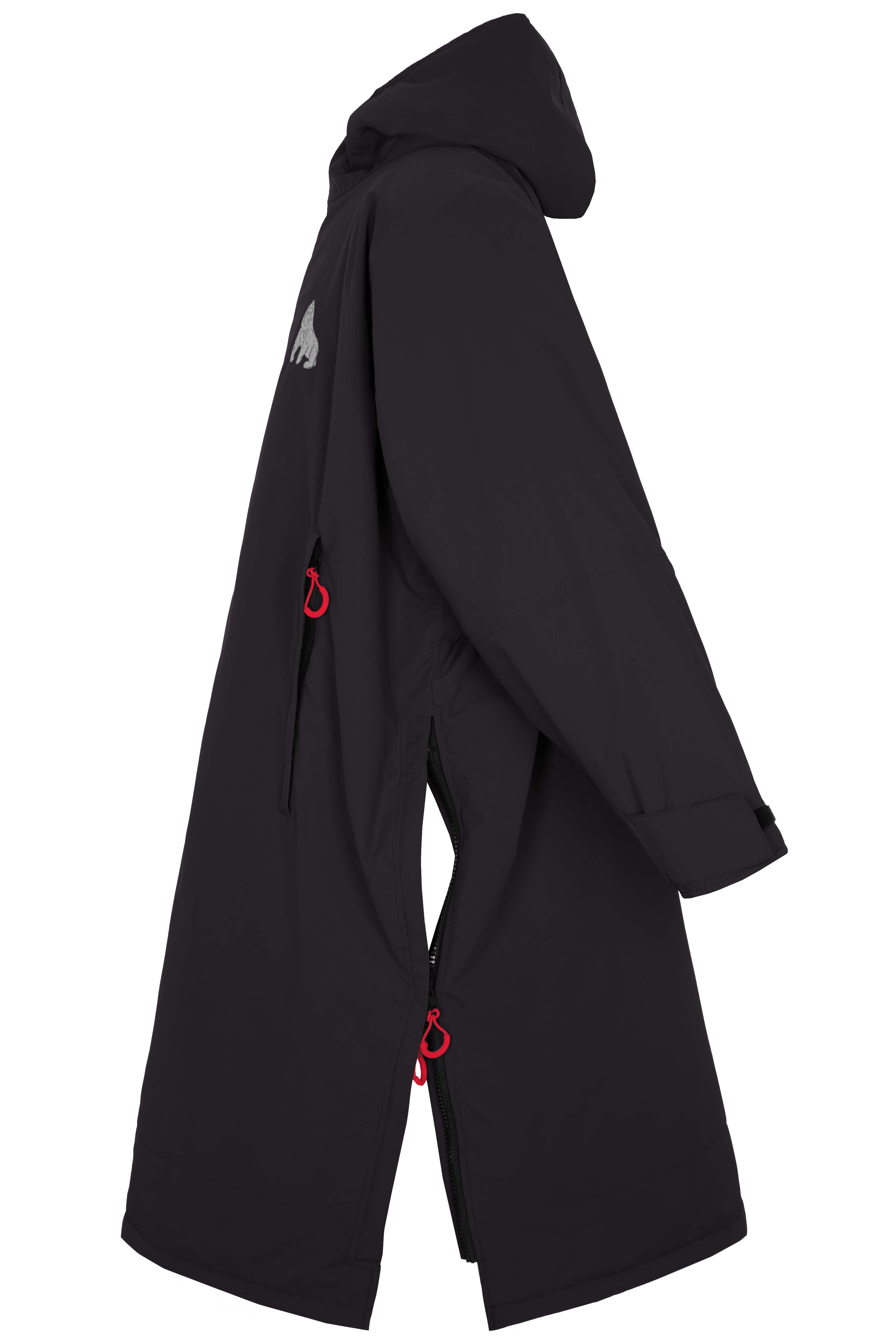 Full Zip ECO Recycled Waterproof Dry Changing Robe - Black - Adult  (S, M, L & XL)