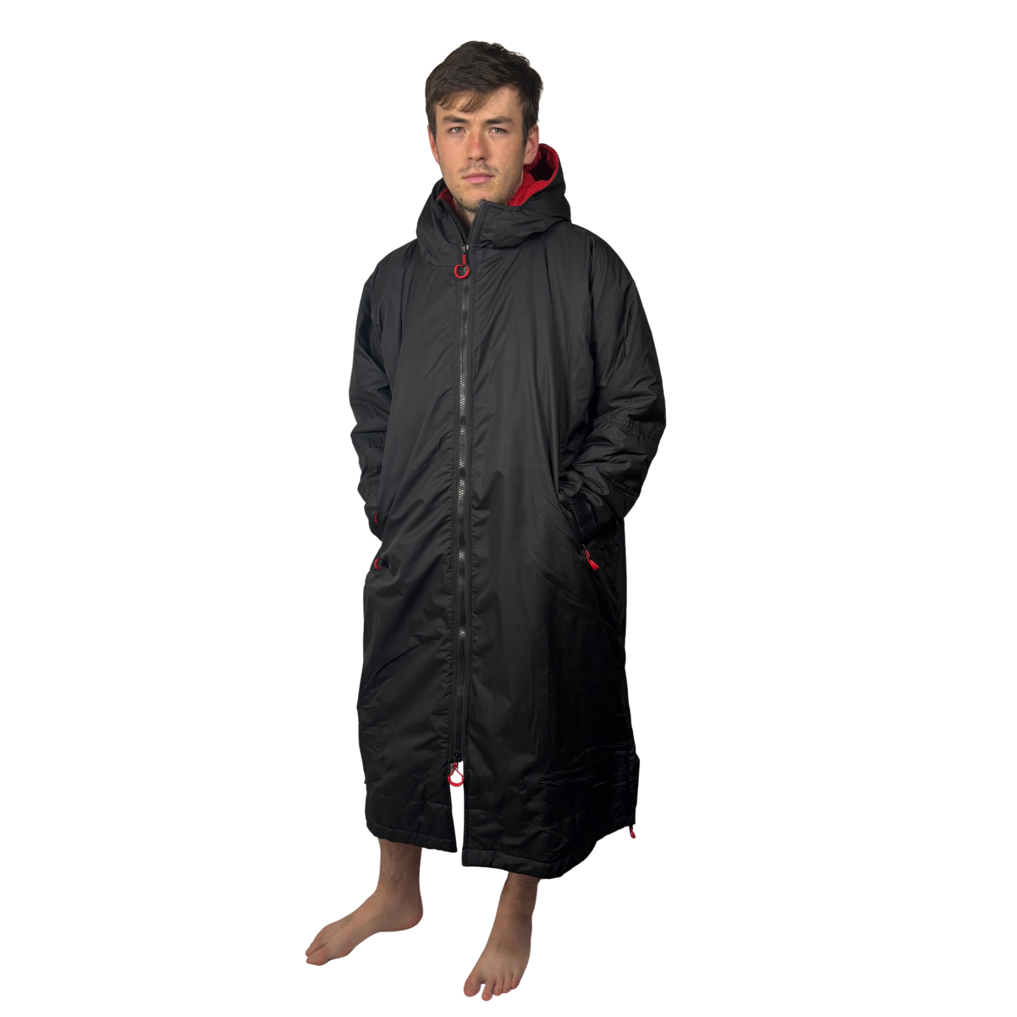 Full Zip ECO Recycled Waterproof Dry Changing Robe - Stealth Black - Adult  (S, M, L & XL)