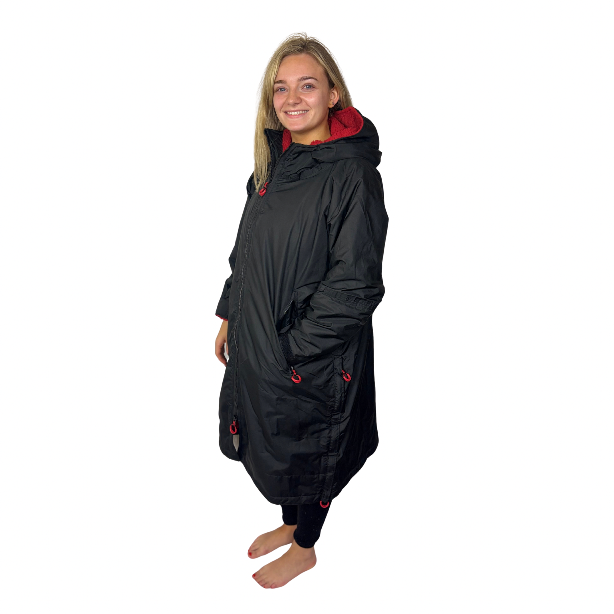 Full Zip ECO Recycled Waterproof Dry Changing Robe - Stealth Black - Adult  (S, M, L & XL)