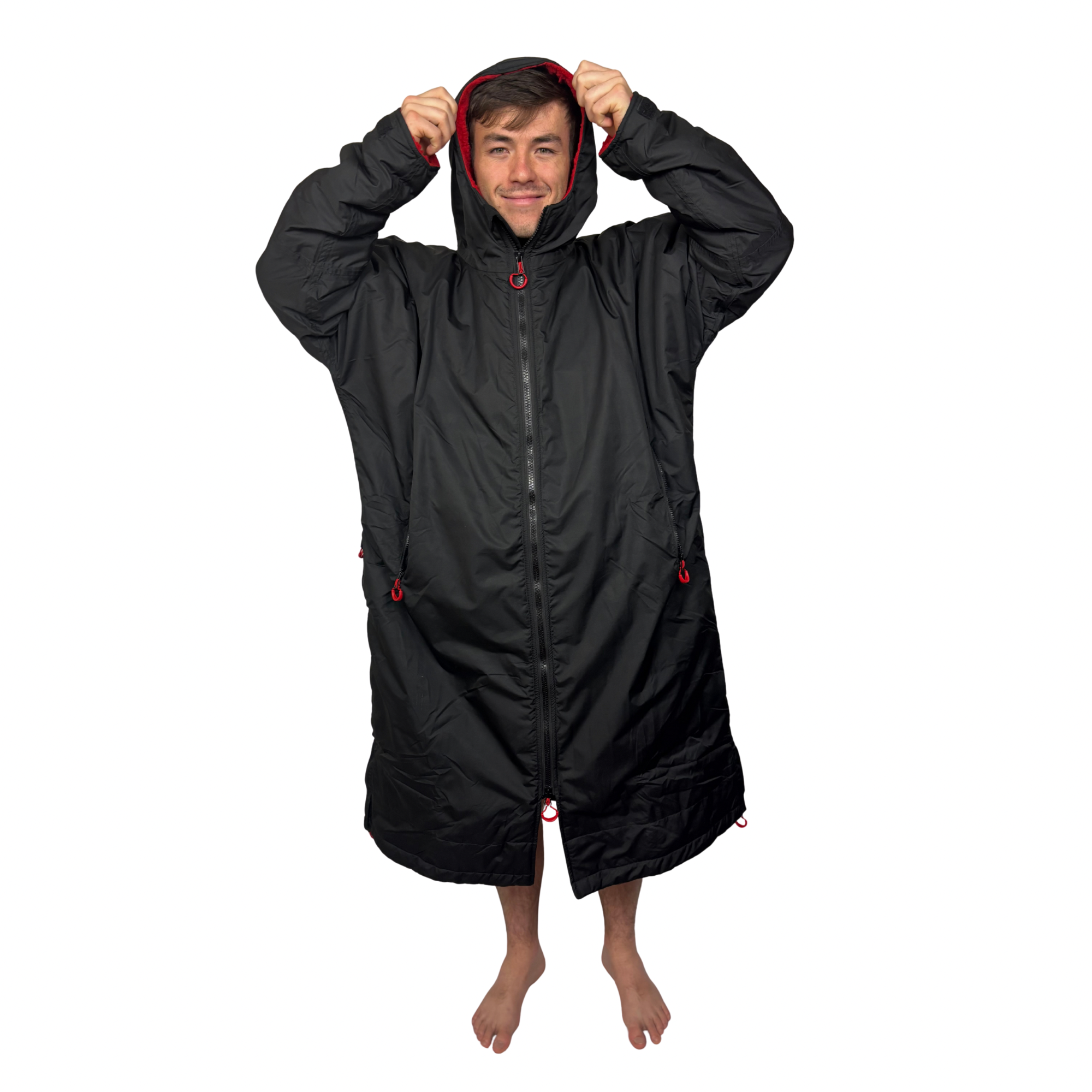 Full Zip ECO Recycled Waterproof Dry Changing Robe - Stealth Black - Adult  (S, M, L & XL)