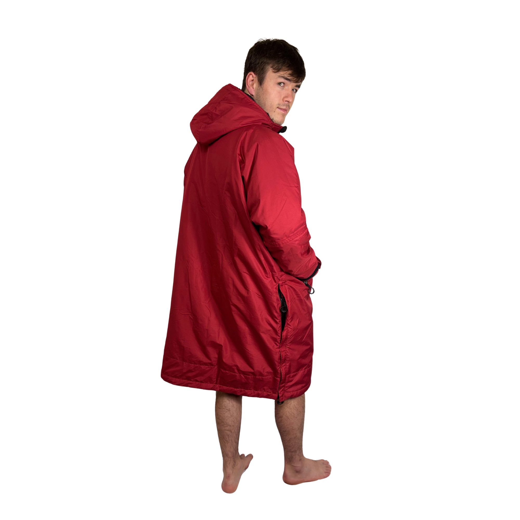 Full Zip ECO Recycled Waterproof Dry Changing Robe - Red - Adult  (S, M, L & XL)