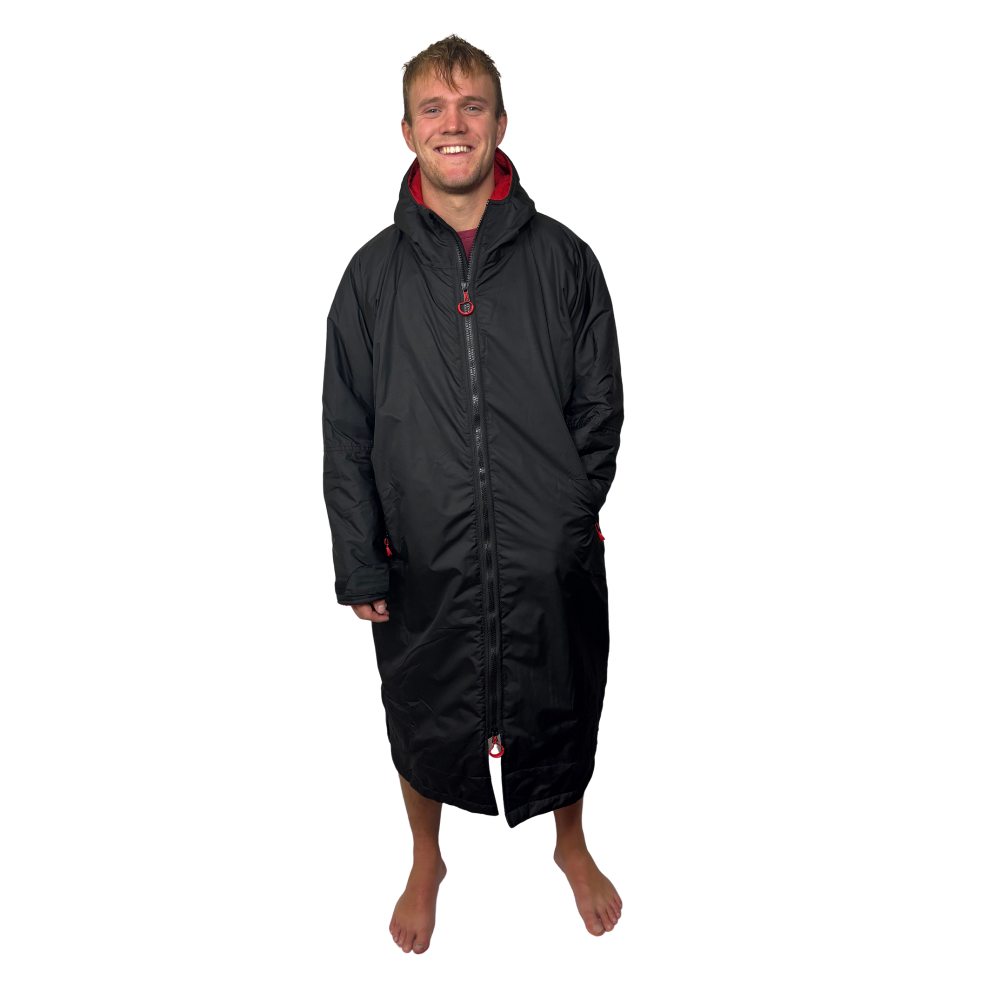 Full Zip ECO Recycled Waterproof Dry Changing Robe - Stealth Black - Adult  (S, M, L & XL)