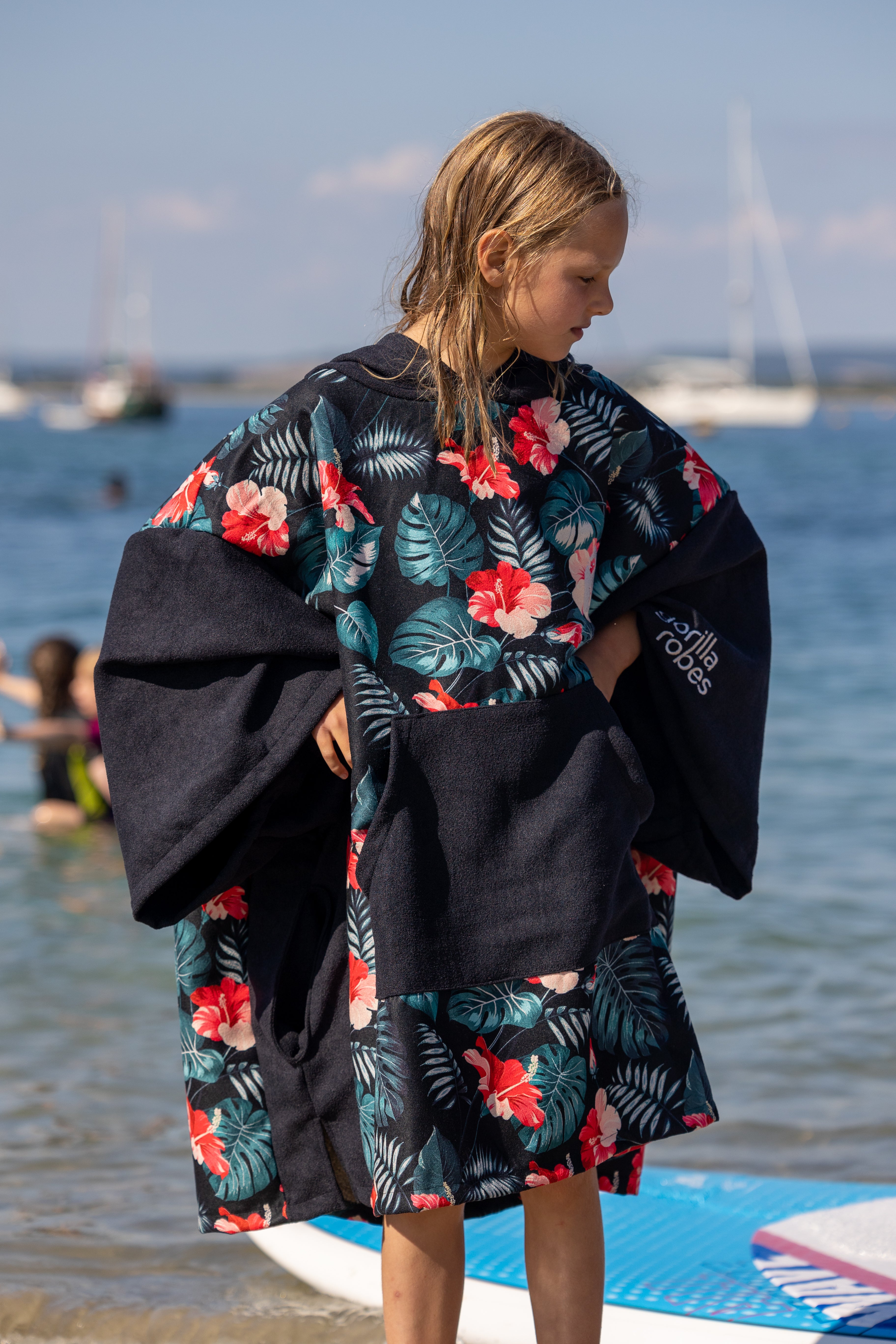 ECO Recycled Changing Robe Poncho Flowers Pattern (S, M, L & XL)