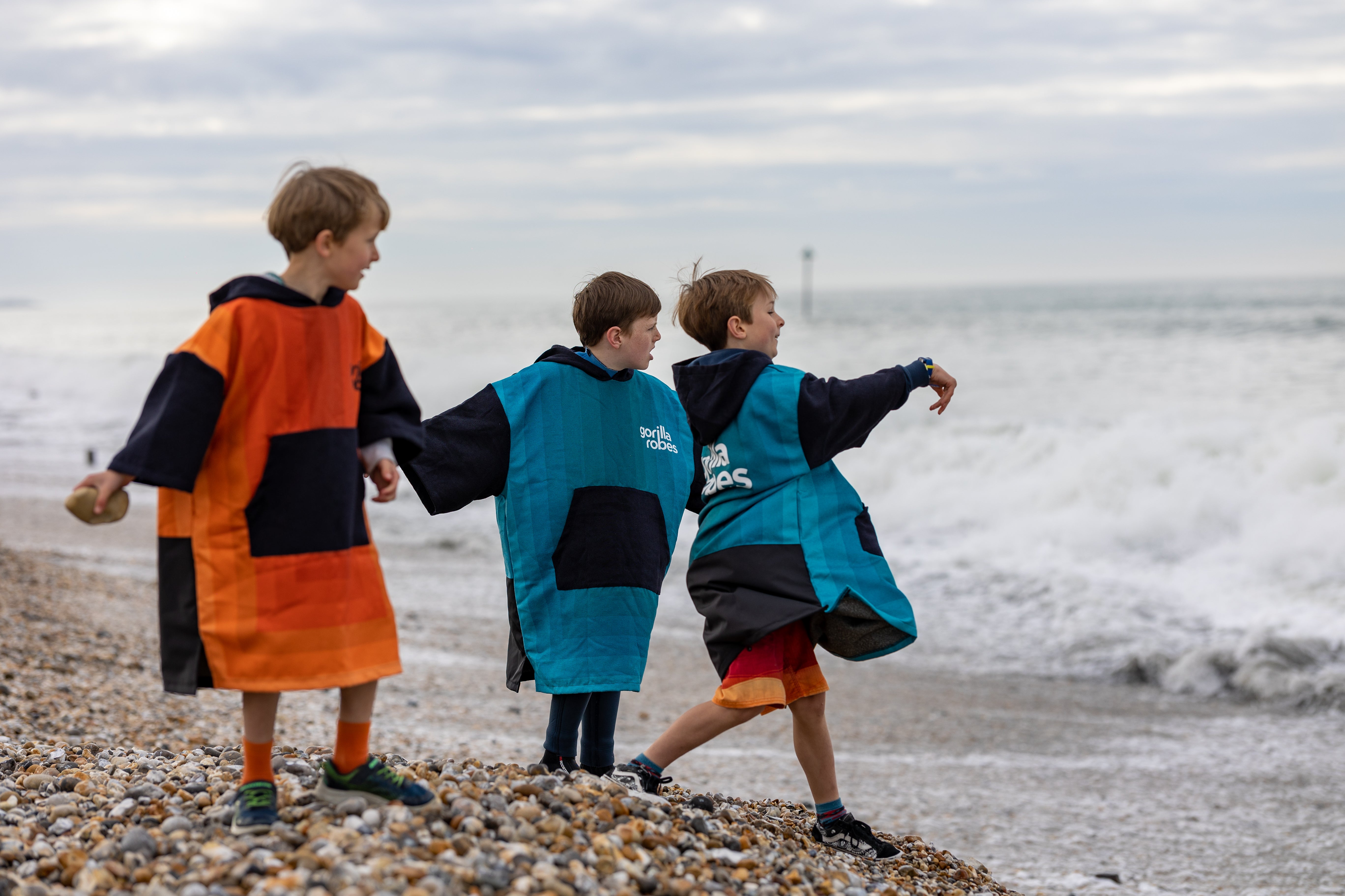 Kids ECO Recycled Changing Robe Poncho Orange (Age 1-12)