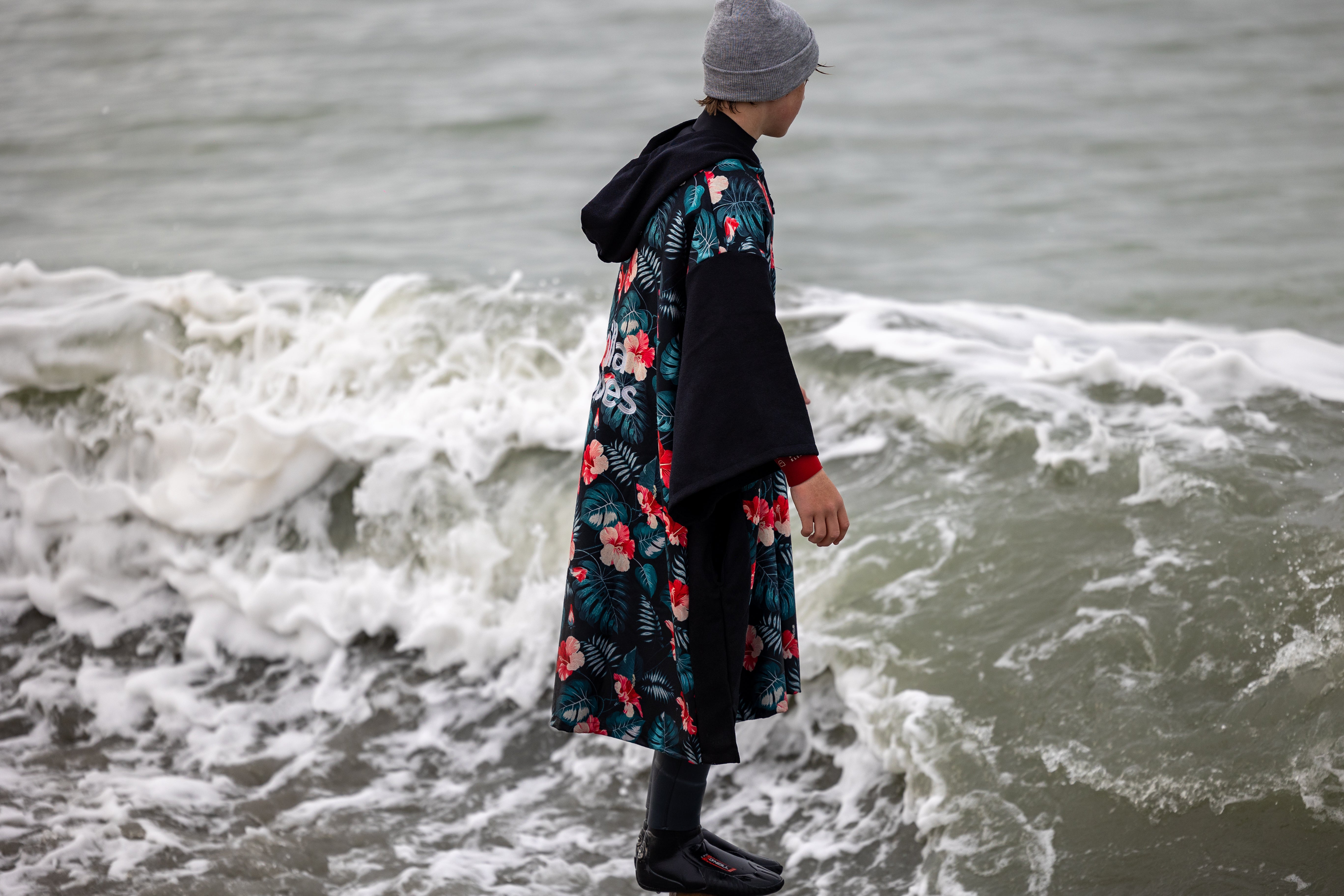 ECO Recycled Changing Robe Poncho Flowers Pattern (S, M, L & XL)