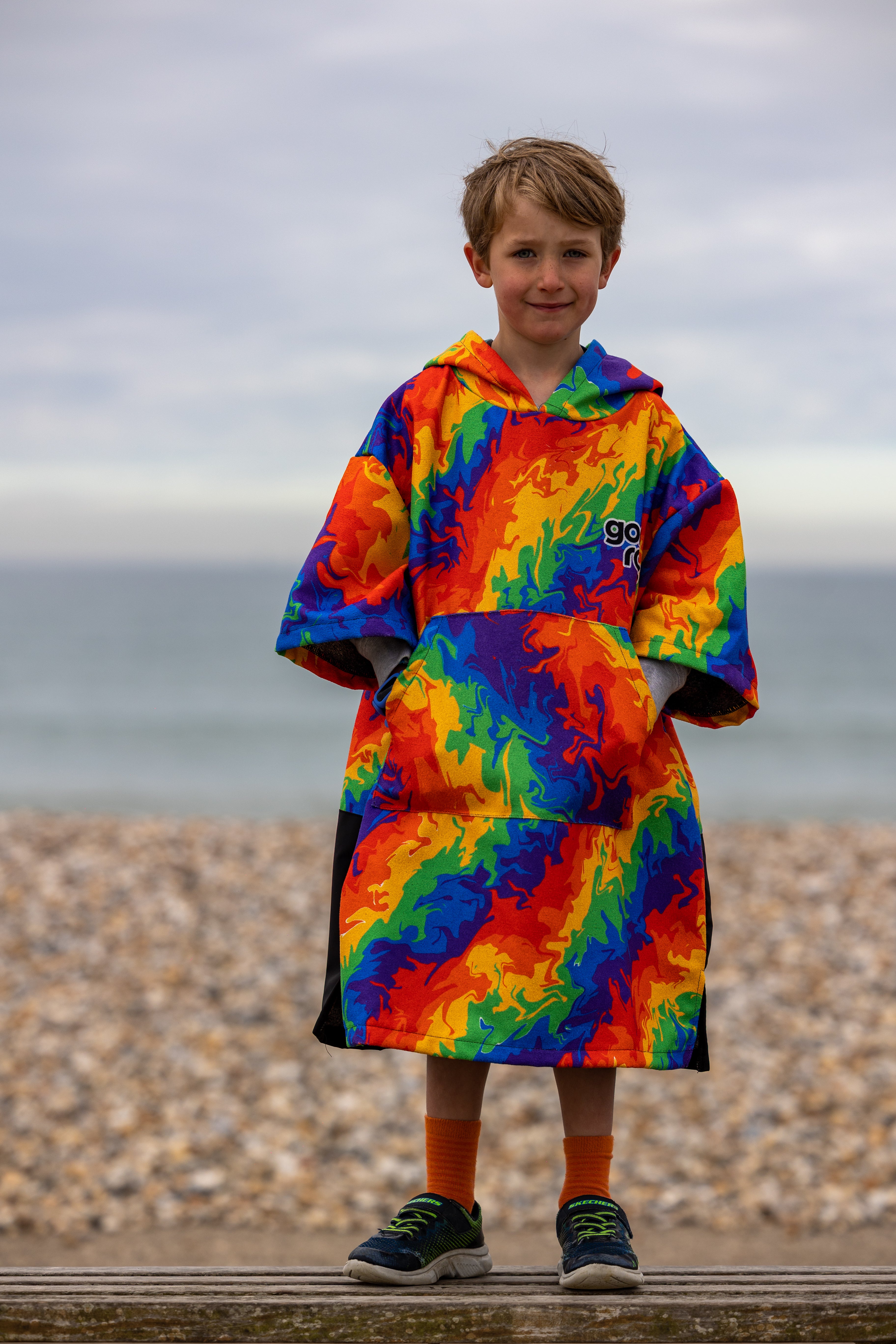 Kid's ECO Recycled Changing Robe Poncho Rainbow (Age 1-12)