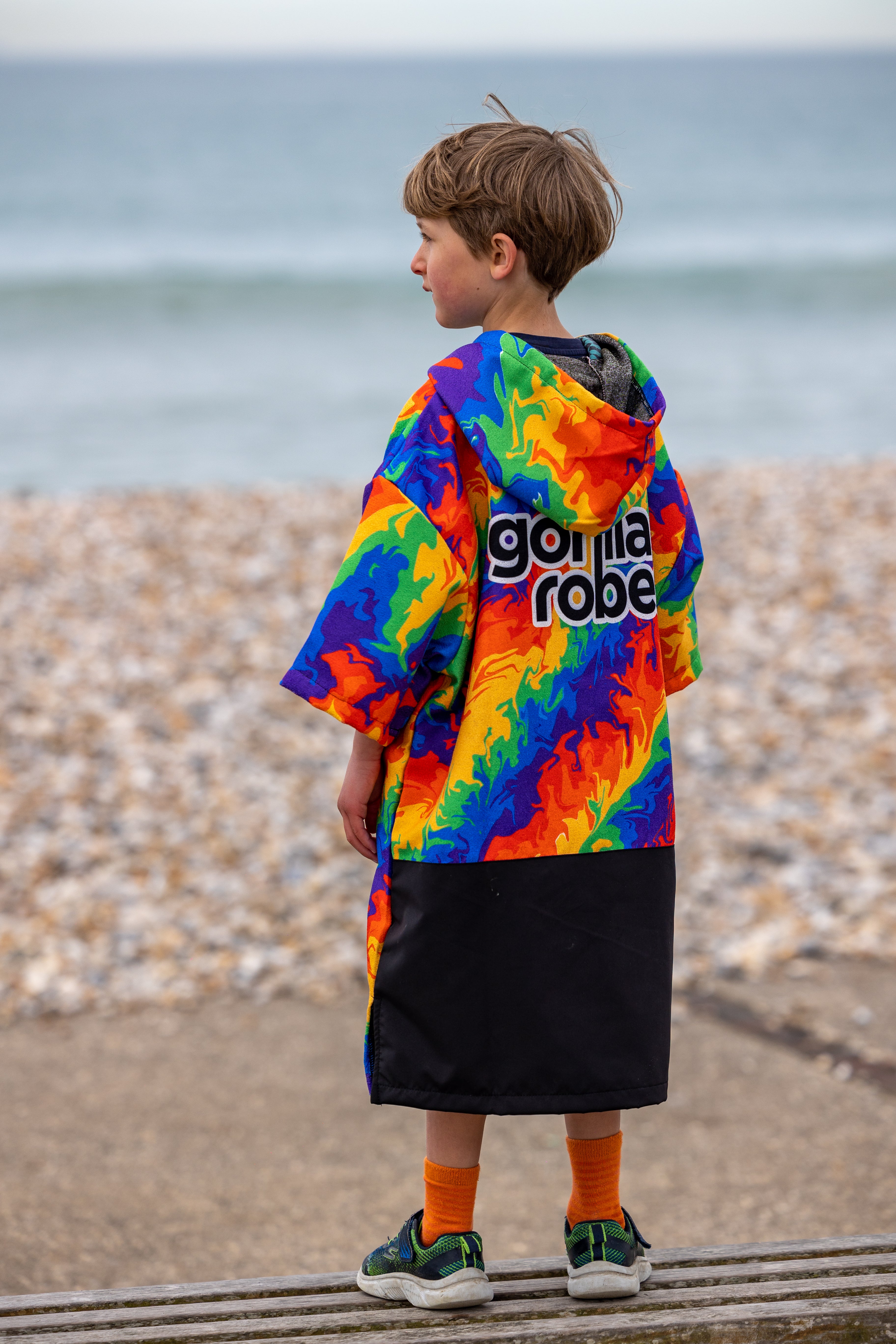 Kid's ECO Recycled Changing Robe Poncho Rainbow (Age 1-12)