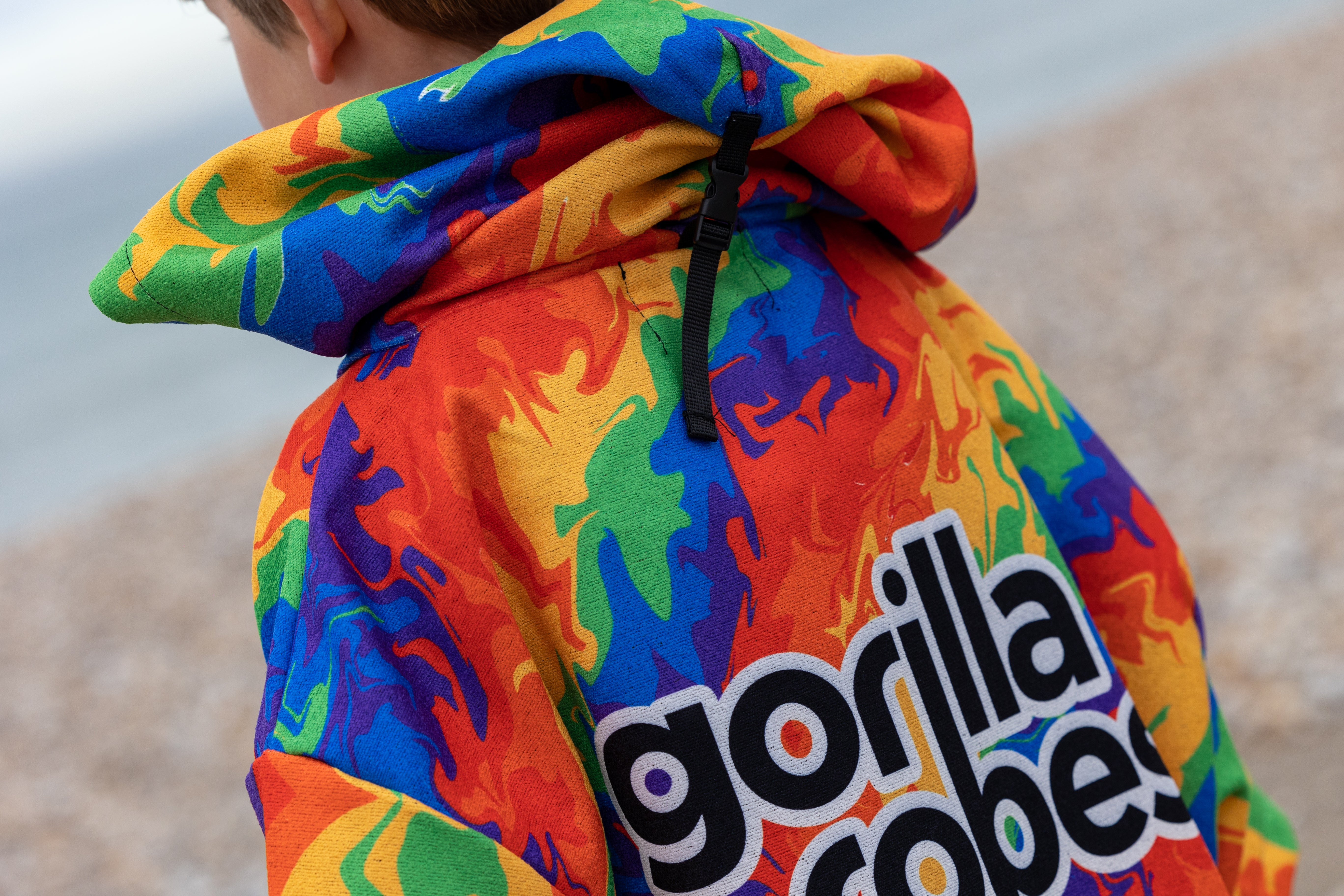 Kid's ECO Recycled Changing Robe Poncho Rainbow (Age 1-12)