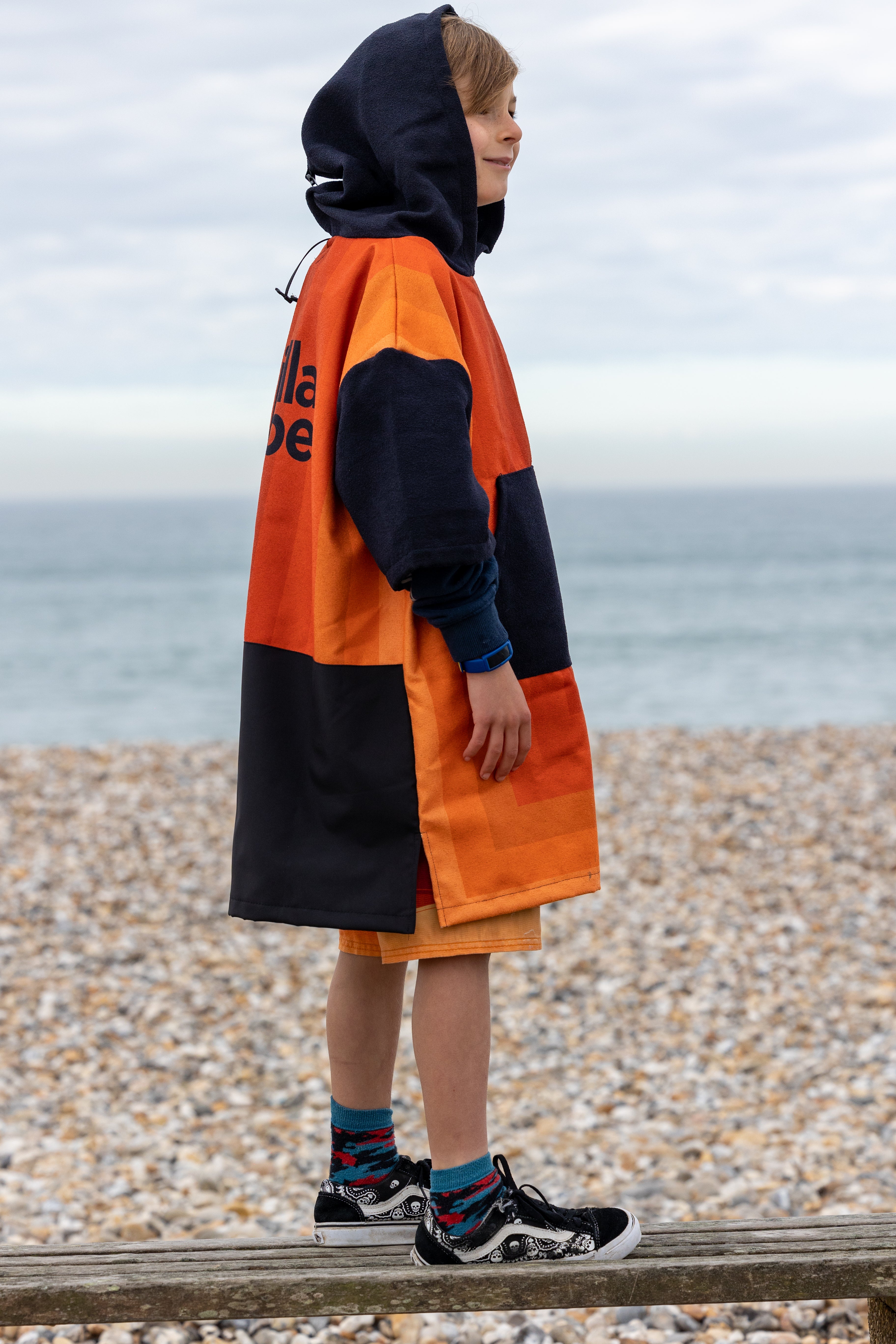 Kids ECO Recycled Changing Robe Poncho Orange (Age 1-12)