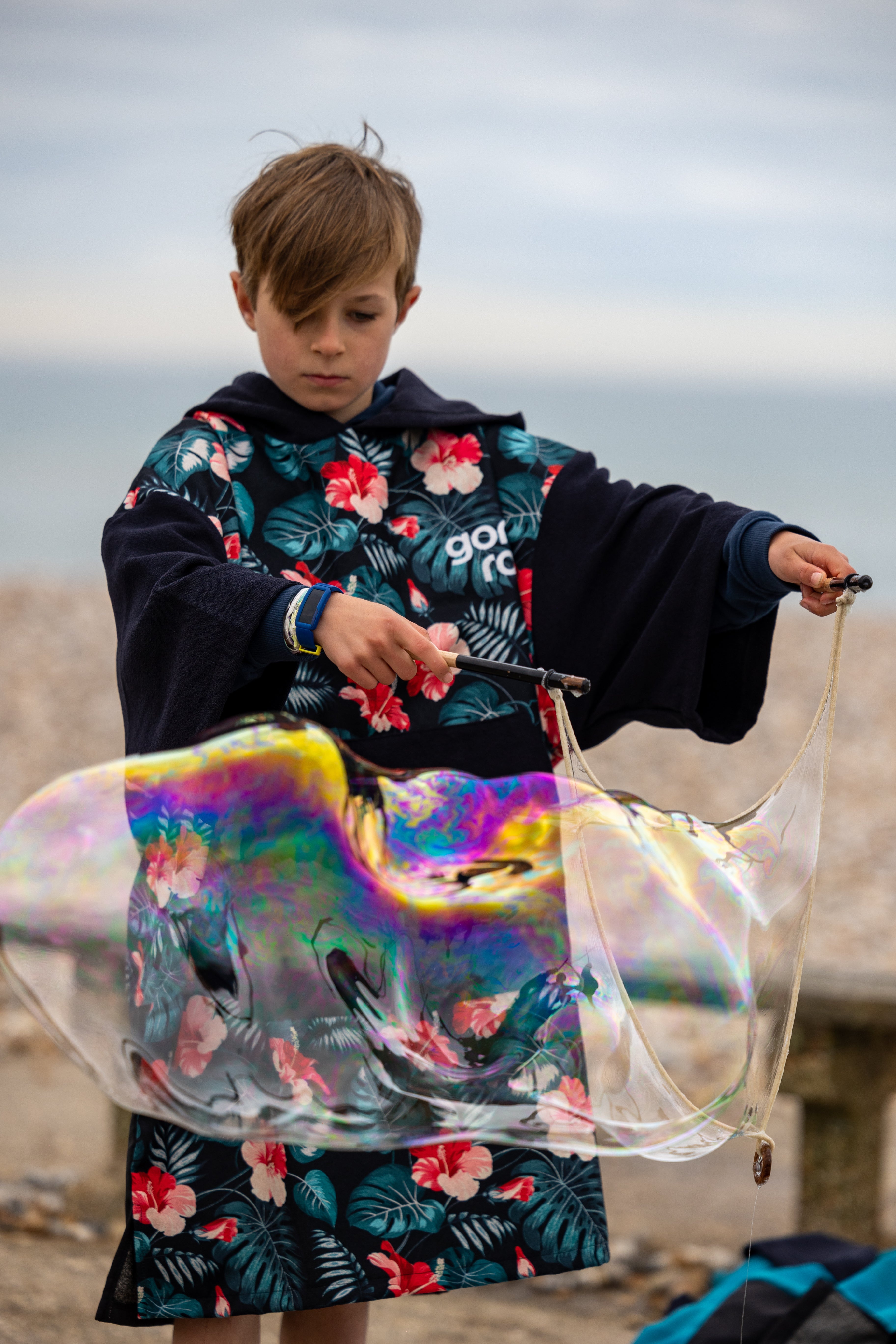 Kids ECO Recycled Changing Robe Poncho Flowers (Age 1-12)
