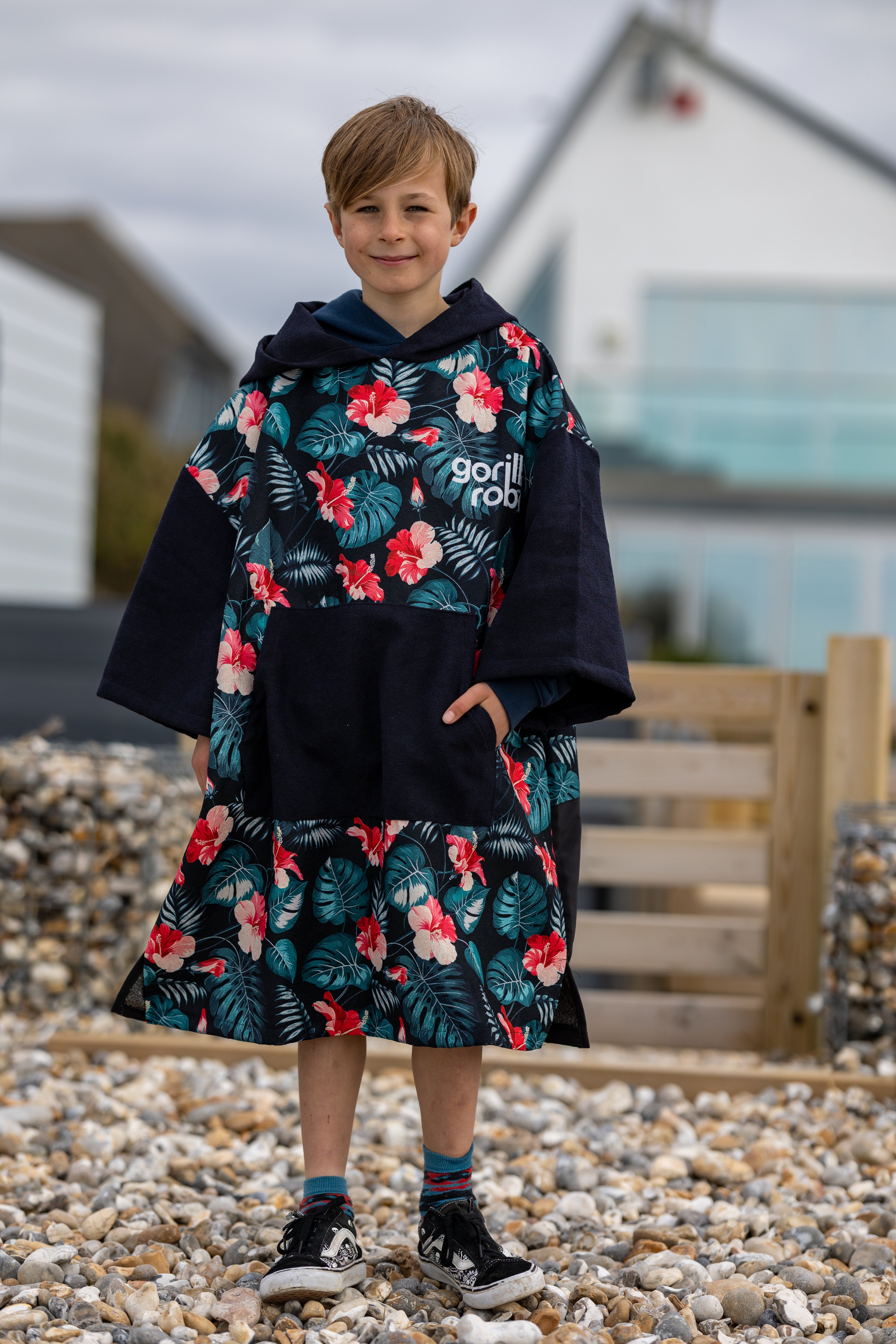 Kids ECO Recycled Changing Robe Poncho Flowers (Age 1-12)