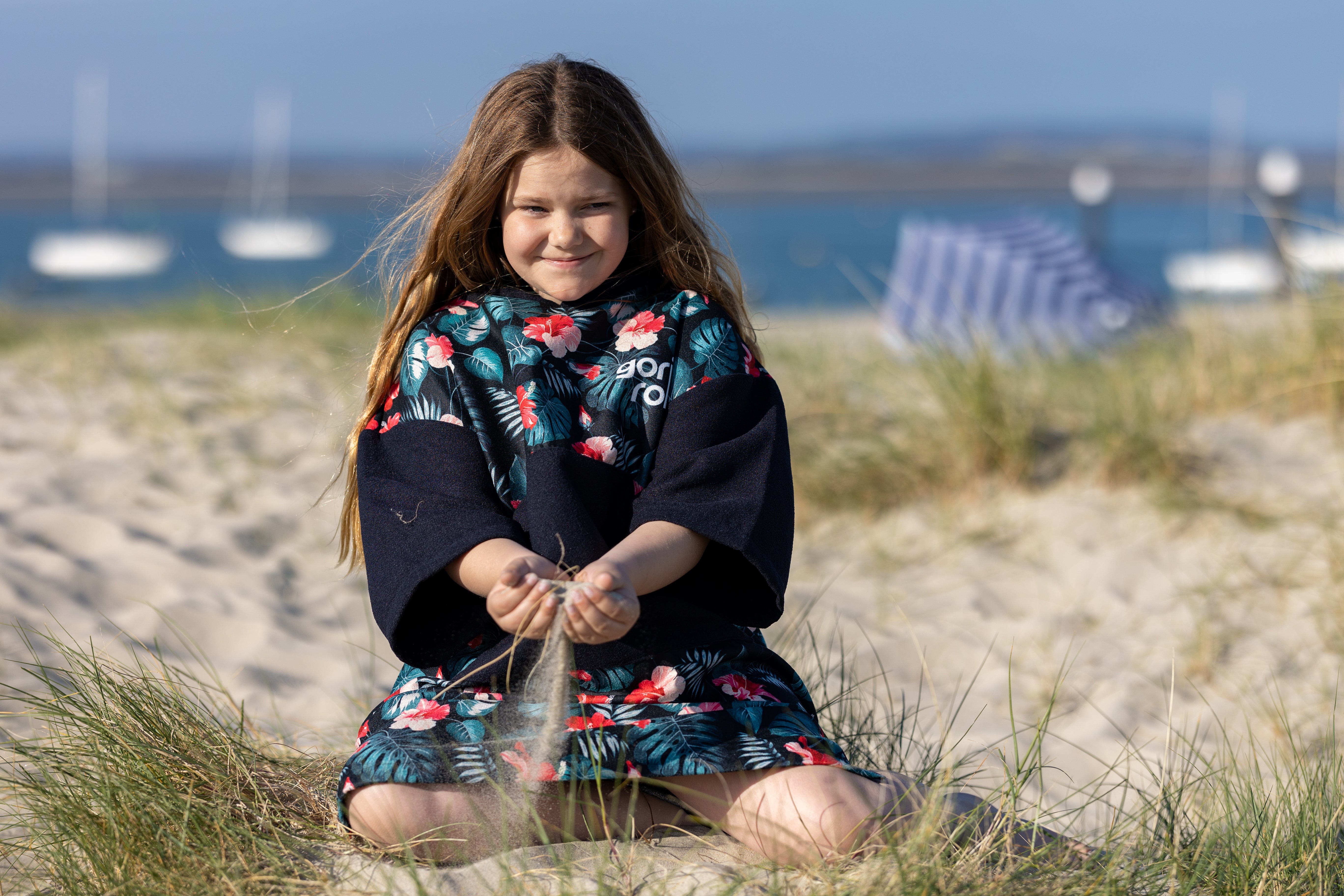 Kids ECO Recycled Changing Robe Poncho Flowers (Age 1-12)