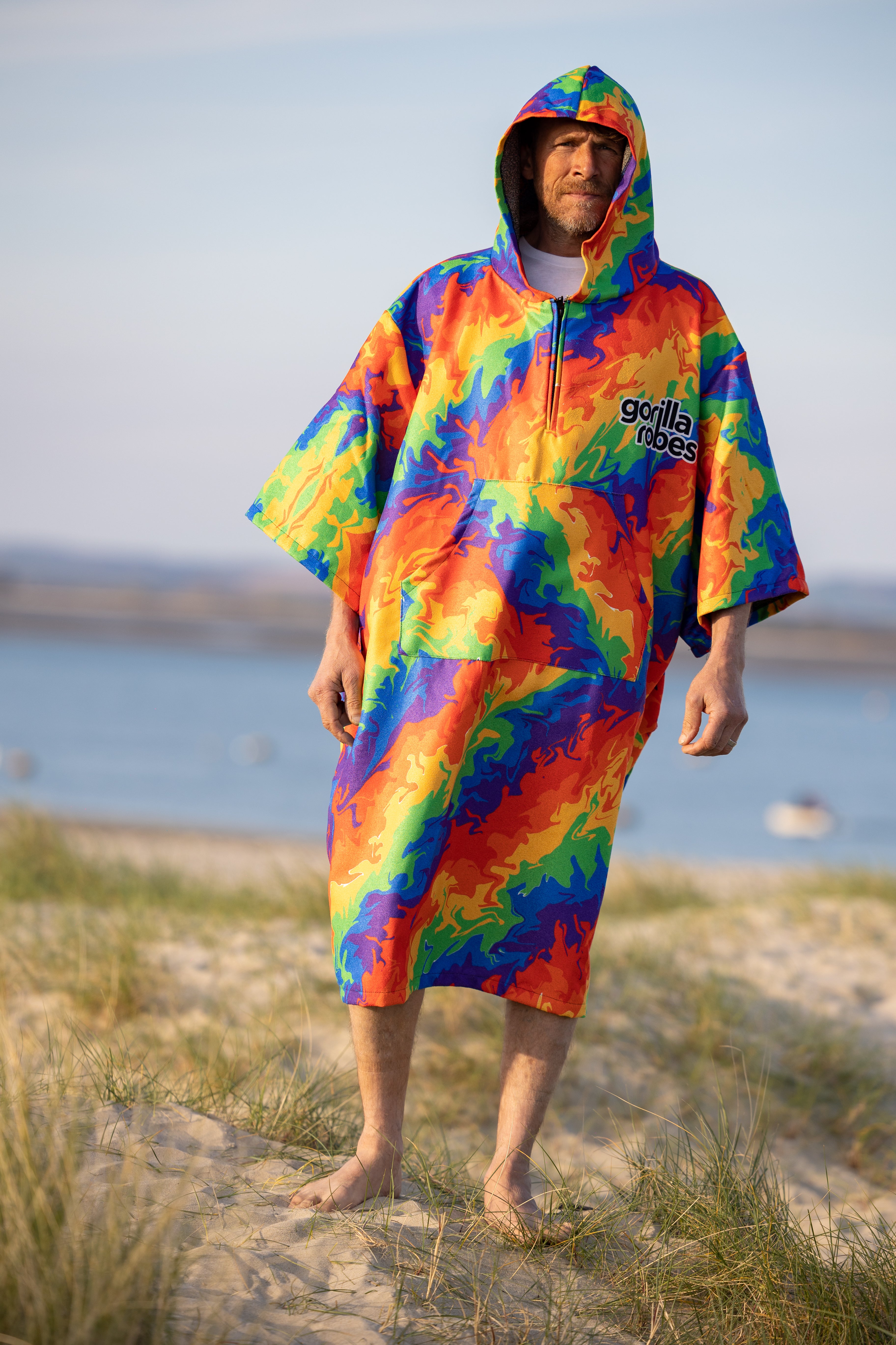 ECO Recycled Changing Robe Poncho Rainbow (M, L & XL)