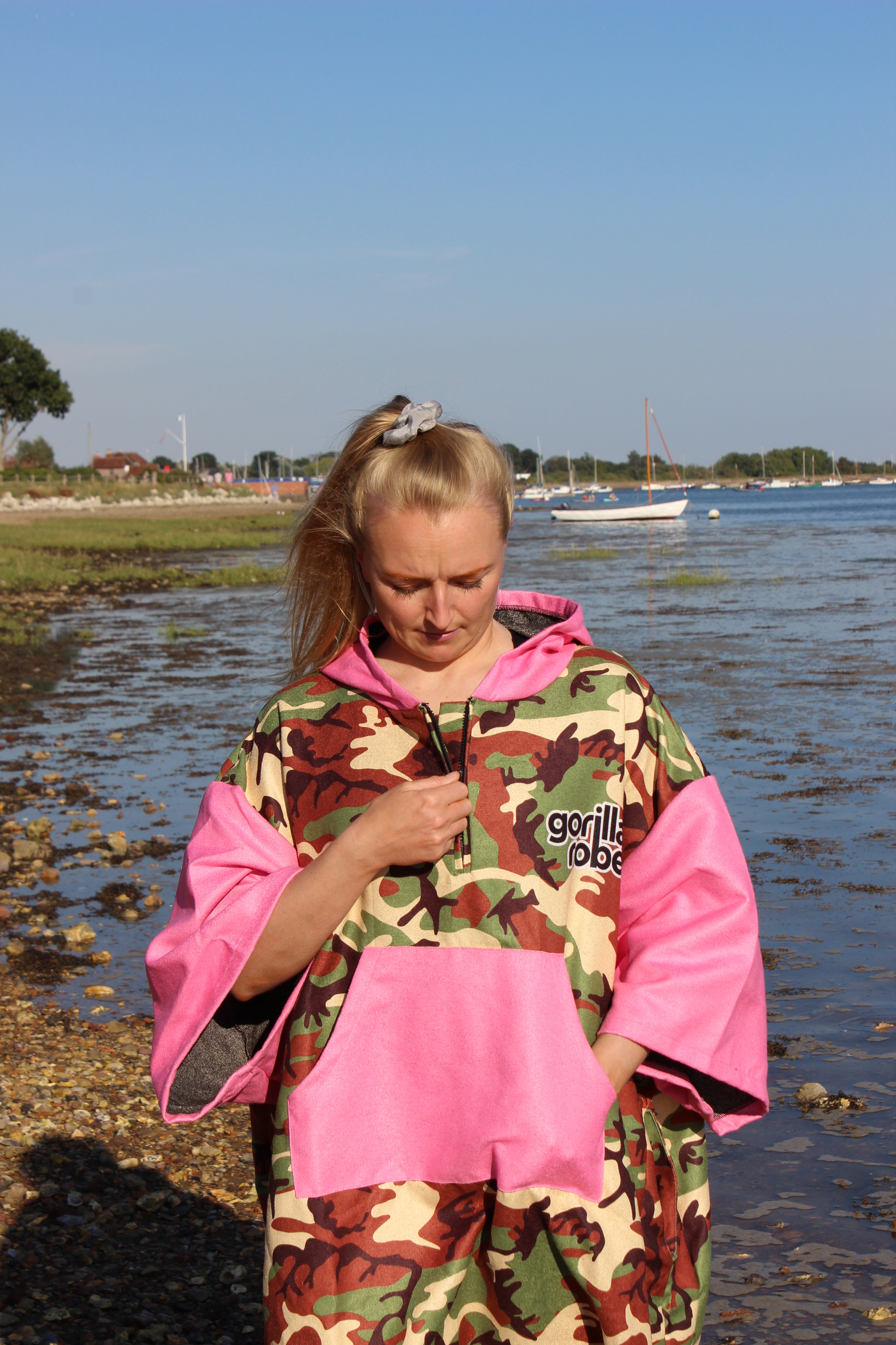 ECO Recycled Changing Robe Poncho Camo Pink (M, L & XL)
