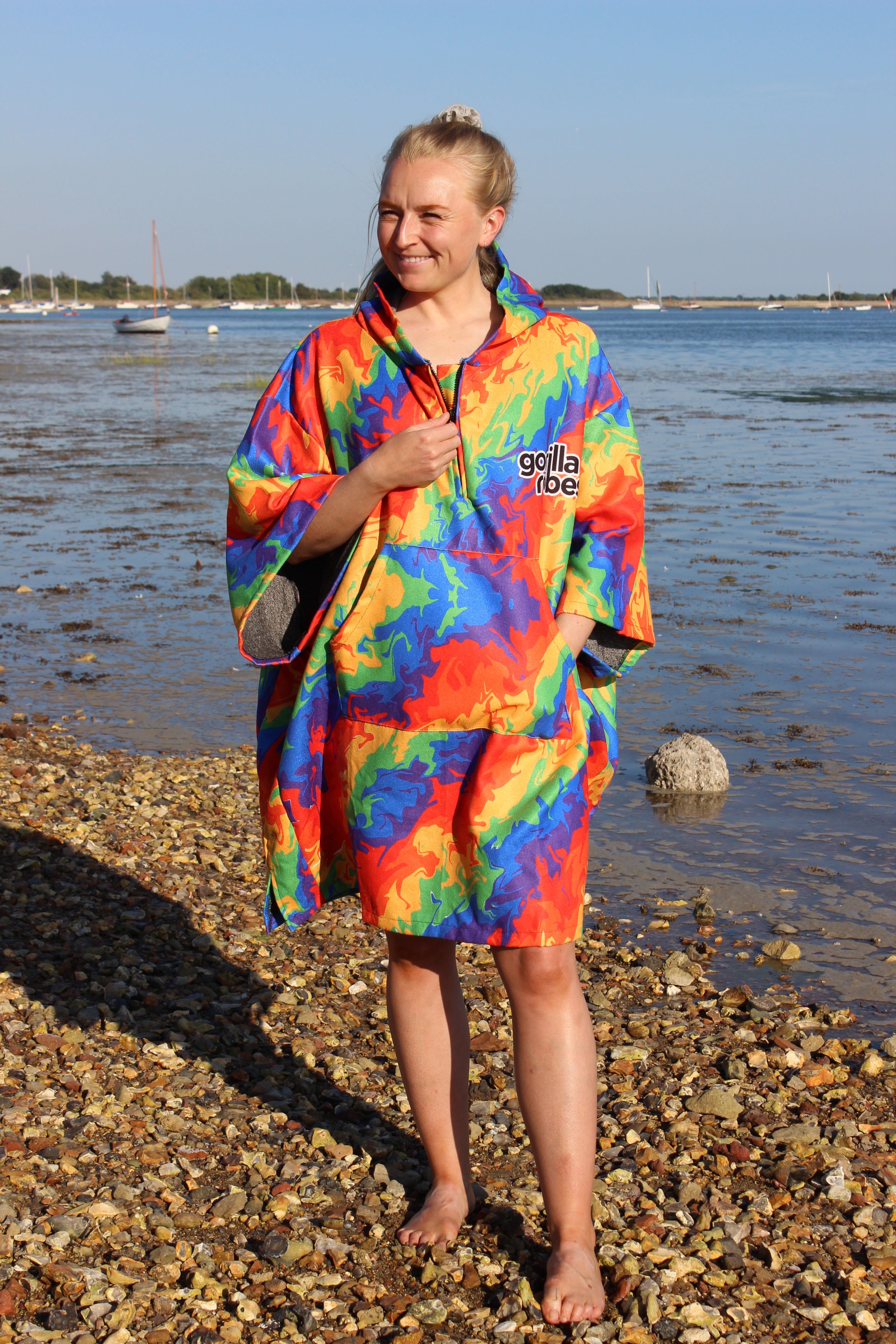 ECO Recycled Changing Robe Poncho Rainbow (M, L & XL)