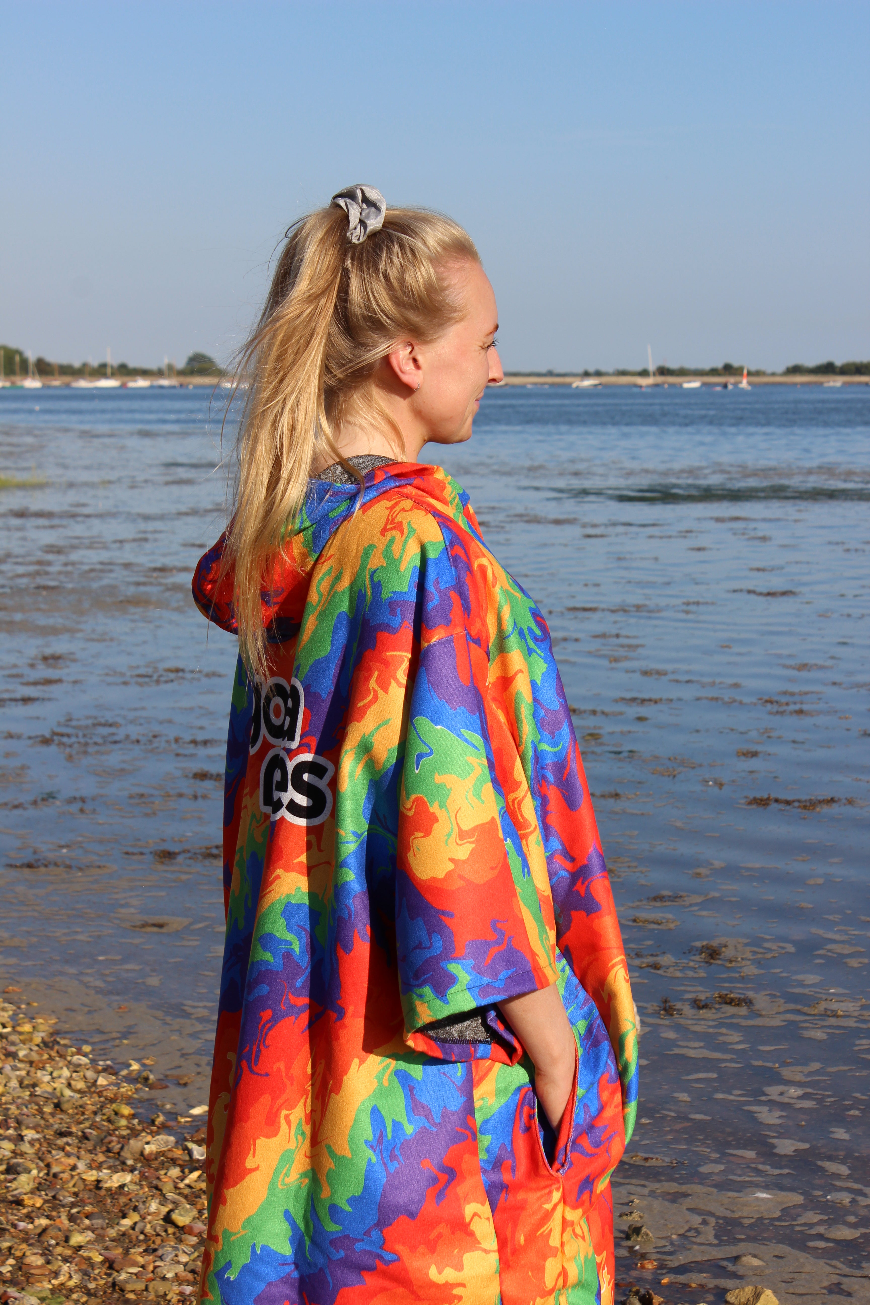 ECO Recycled Changing Robe Poncho Rainbow (M, L & XL)