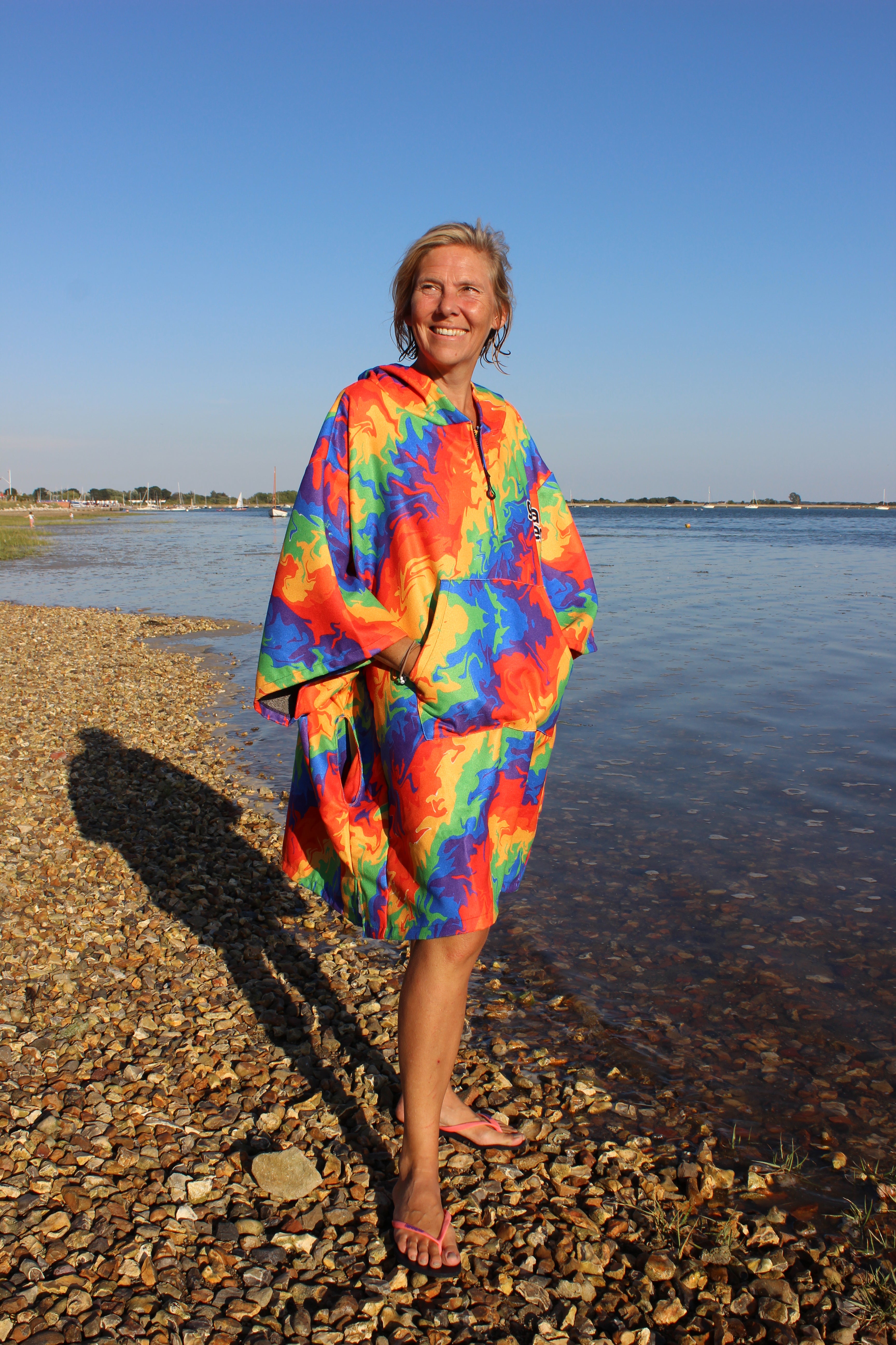 ECO Recycled Changing Robe Poncho Rainbow (M, L & XL)