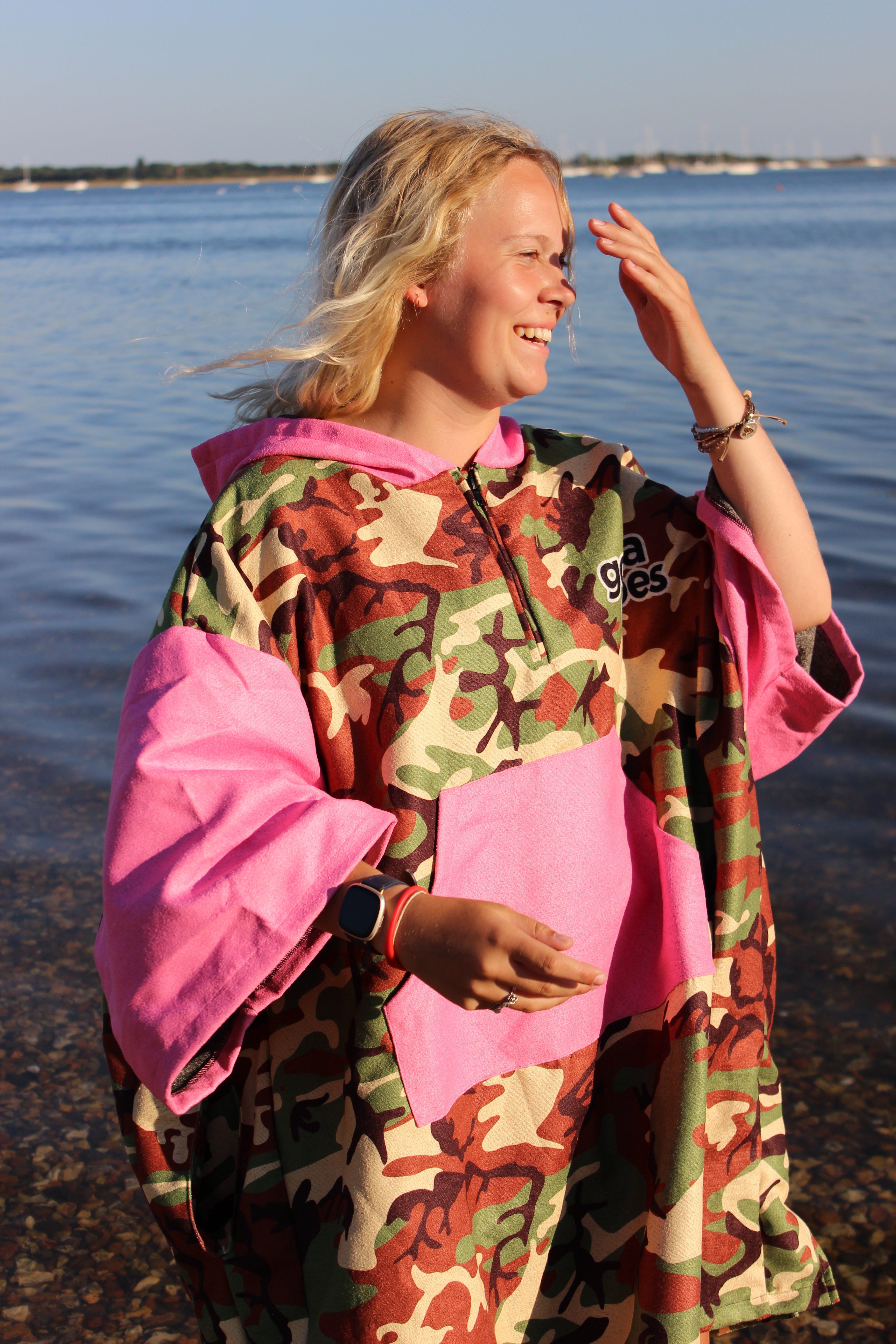 ECO Recycled Changing Robe Poncho Camo Pink (M, L & XL)