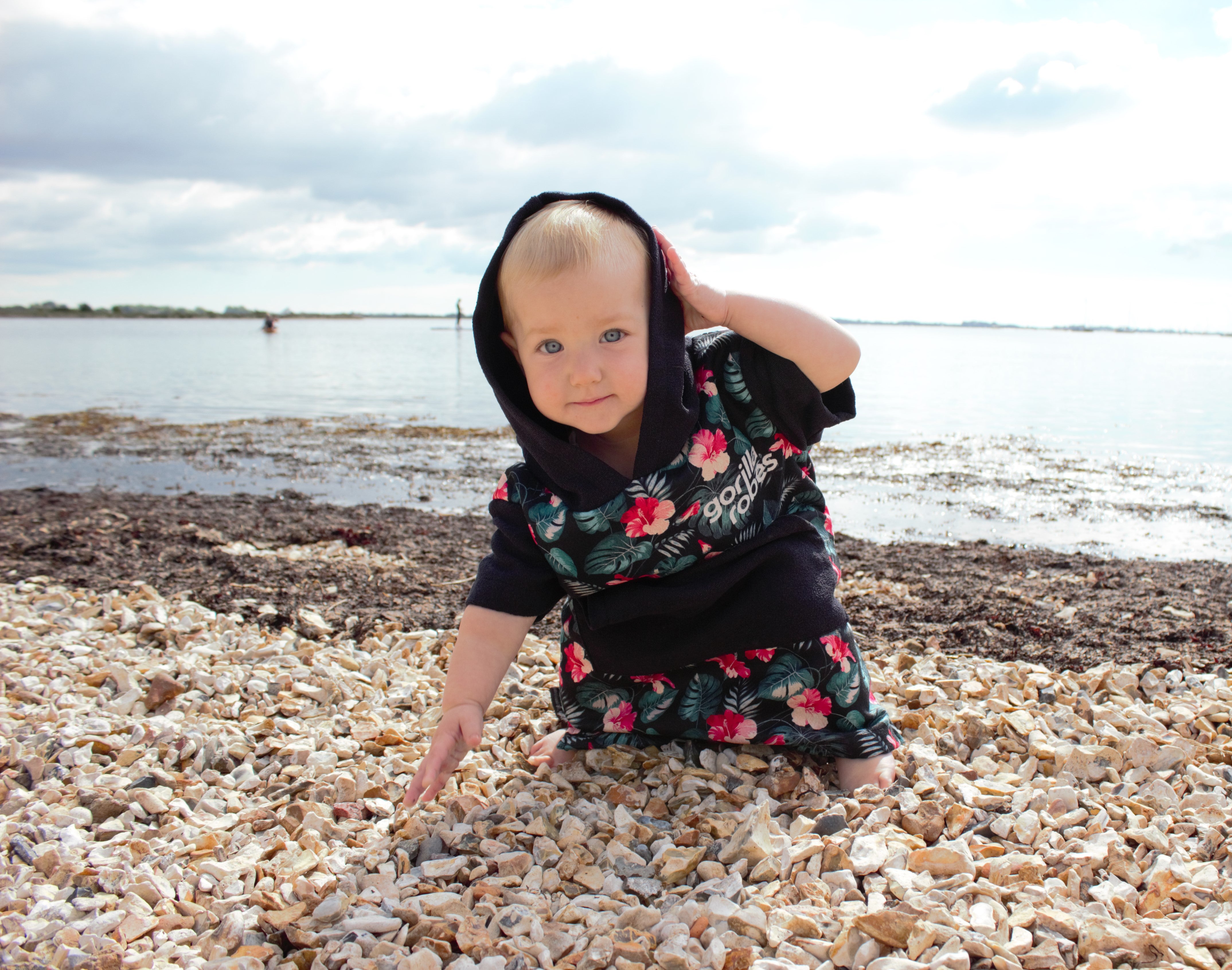 Kids ECO Recycled Changing Robe Poncho Flowers (Age 1-12)