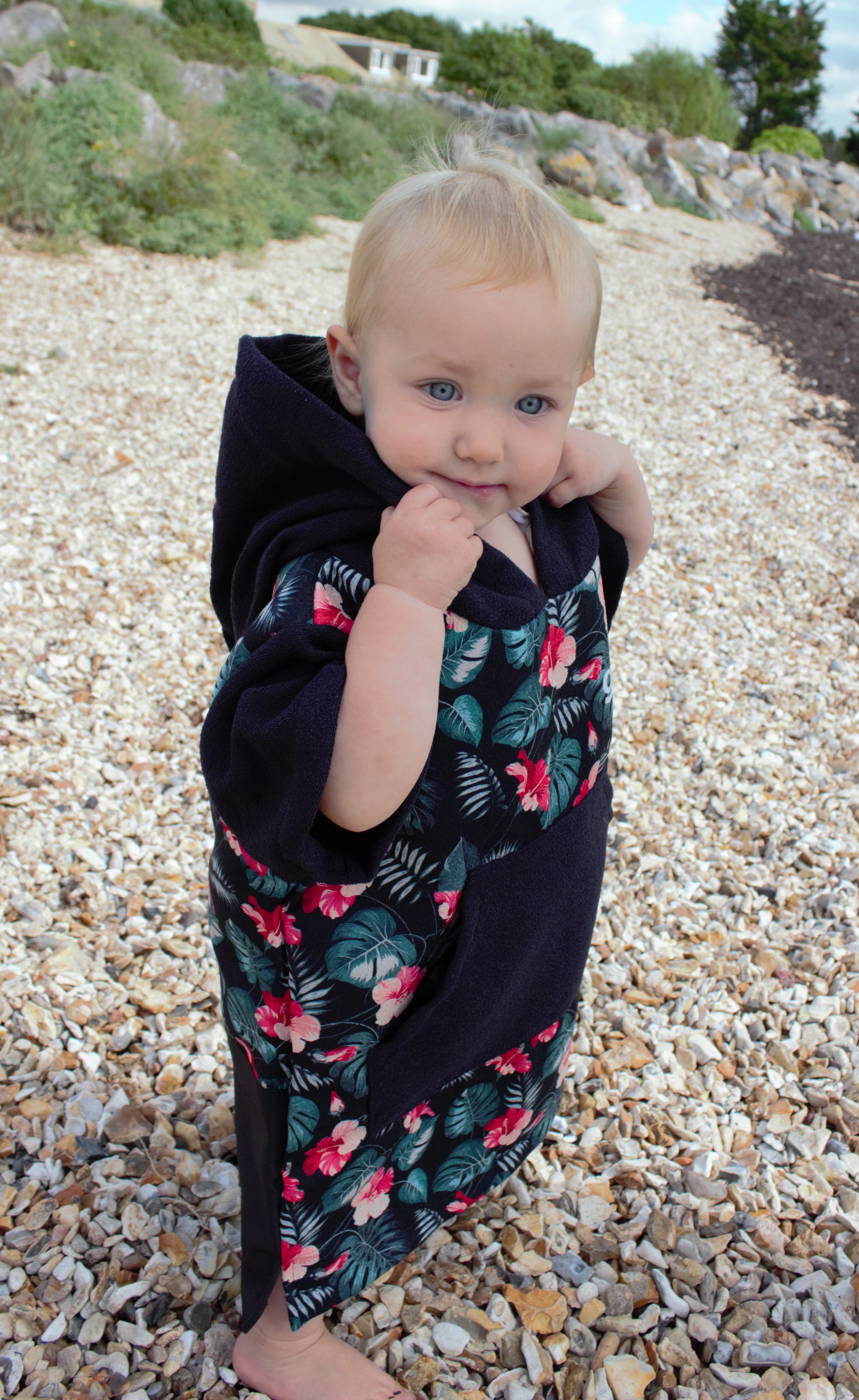 Kids ECO Recycled Changing Robe Poncho Flowers (Age 1-12)
