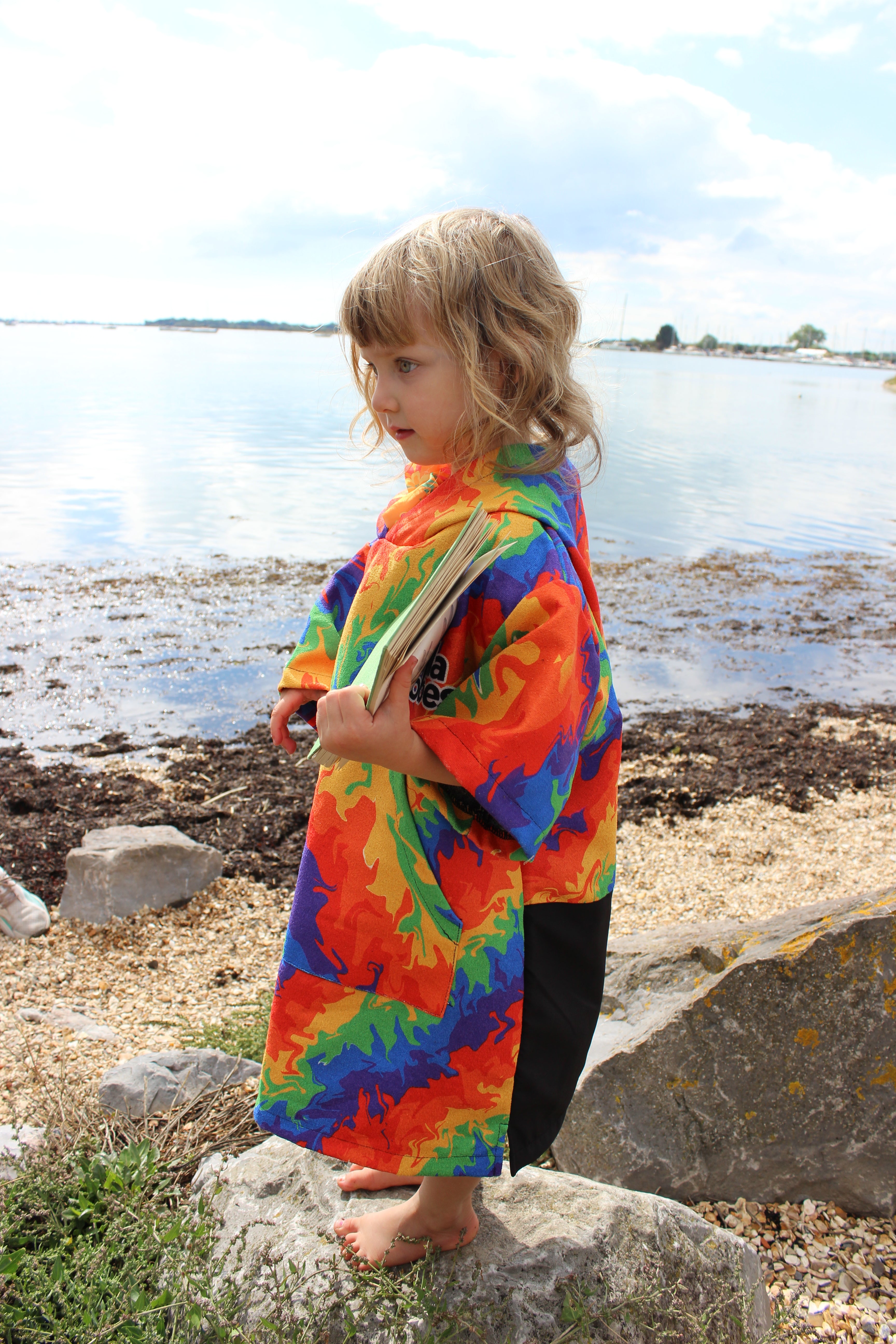 Kid's ECO Recycled Changing Robe Poncho Rainbow (Age 1-12)